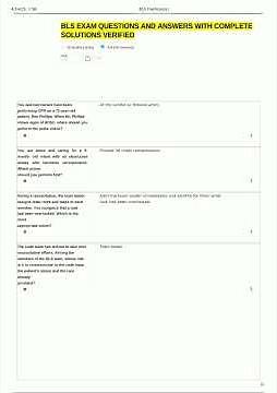 Bls Exam Questions And Answers With Complete Solutions Verified
