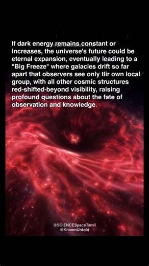 The universe is expanding, and it is accelerating. If this continues, the future of astronomy is going to be very lonely. This scenario is known as the "Big Freeze." Dark energy is currently pushing galaxies apart faster and faster. If this force remains constant or gets stronger, distant galaxies will eventually be pushed so far away that their light can no longer reach us. Billions of years from now, the night sky will change dramatically. The Milky Way will have merged with Andromeda to form 