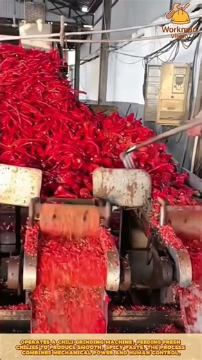 Skilled Worker Operating Chili Grinding Machine #workprocess