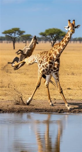 What is the hyena trying to do to the giraffe Watch this wild moment unfold
