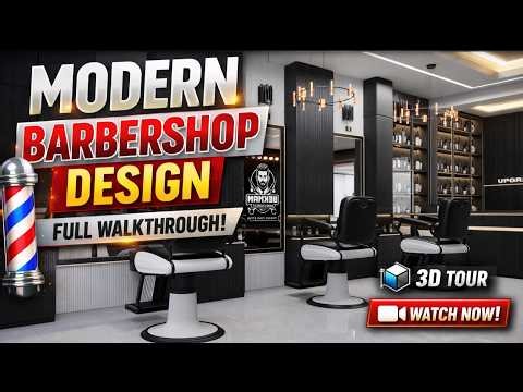 Luxury Men's Barbershop Interior Design | 3D Walkthrough Animation