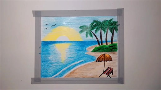Tutorial Menggambar Pantai dengan Pensil Warna Joyko