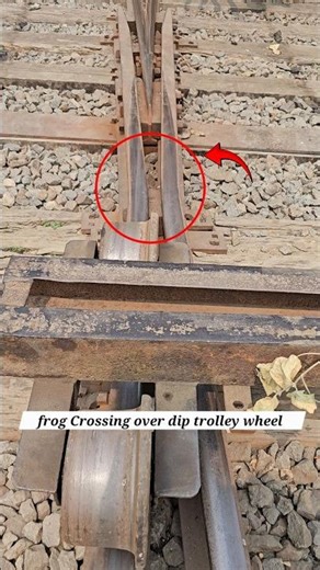 frog Crossing over dip trolley wheel #railwayline #railtrack #wheel #frog #trainspeed #longrail