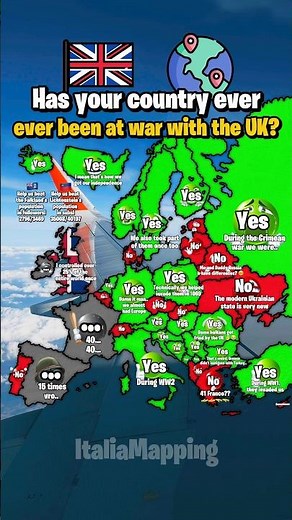 Has your country ever been at war with the UK? | ItaliaMapping #fypシ゚viral #geography #map