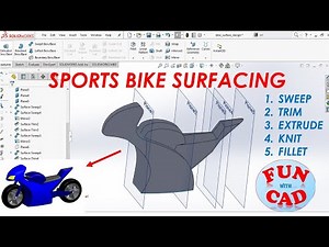 Learn to design SIMPLE RACING BIKE SURFACE | SolidWORKS Beginner Video tutorial | Surfacing DESIGN