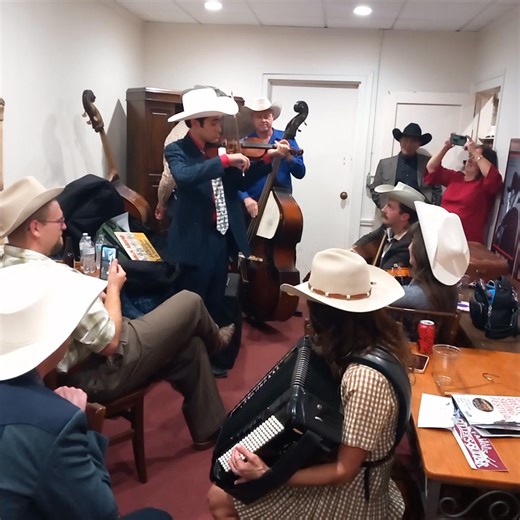 Sneak peak at the green room at Cowtown Birthplace of Western Swing Fort Worth. Wyatt Aleman, Ginny Mac, Deke Dickerson, and various members of the Honky Tonk Wranglers, jamming! | Kevan James