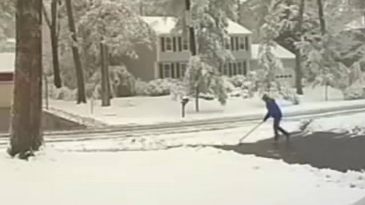 8.3K views · 76 reactions | WATCH: Wild video shows Massachusetts man shoveling snow almost get hit by car (Courtesy: CNN) | WDBJ7 | Facebook