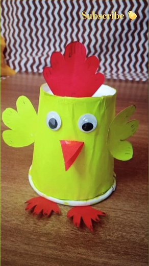 Diy paper cup little hen 🐤craft puppet👌#shortvideo#papercraft #craft#hen👌#puppet#ytshorts #artwork 🦚