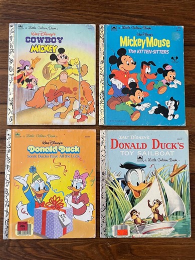 Walt Disney Little Golden Book Vintage Classic Children’s Books (4 Books) Cowboy Mickey, Kitten-sitters, Some Ducks, Donald’s Toy Sailboat - Etsy