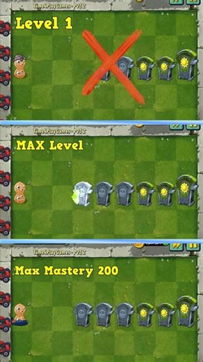 Pea Nut Lvl 1 vs MAX Level vs Mastery 200 Power Up vs Team Gravestones #pvz #shorts #pvz2