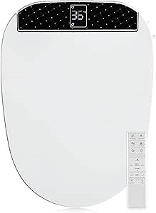 Combier CMA210S-B Bidet Toilet Seat With Turbo Wash, Wireless Remote and Side Panel, The heated Toilet Seat Have Adjustable Heated Seat, Warm Water, Air Dryer & Multiple Spray Modes(Elongated)