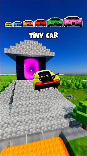 🌈Tiny Car Jump the Nether Portal… and GROWS to IMPOSSIBLE SIZE!🌈#shorts #beamngdrive