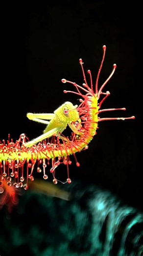 Green Grasshopper Trapped by a Carnivorous Plant! 😱