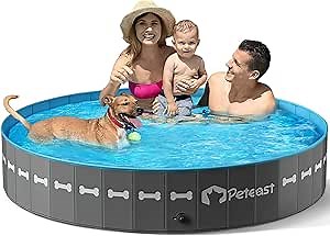 INF Dog Pools for Large Dogs,Foldable Dog Pool,The Side is Built with Waterproof PP Hard Plastic, Suitable for Outdoor Swimming Pool for Kids, Cats and Dogs.