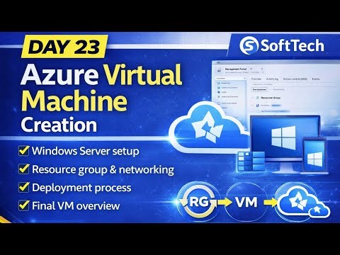 Day 23 Azure Tutorial Virtual Machine Creation |Windows Server Setup |Step-by-Step Guide#azuredevops
