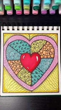6 Easy Pattern for Beginners - Heart Zendoodle Day 5 | #doodle #zentangle #art #heartdoodle