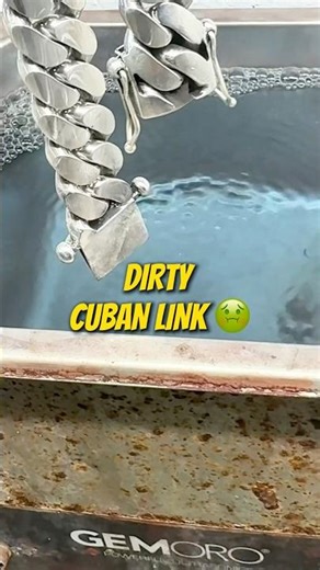 How Dirty Can a Cuban Link Get? 😱💎 Cleaning a Silver Cuban Link Chain! #Shorts