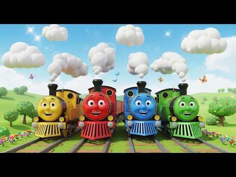 Four Little Toy Trains Puff Puff Puff 🚂 | Choo-Choo Counting Song & Kids Adventure