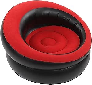 Gugxiom Inflatable Chair, Flocking and PVC Comfy Chair with Quick Valve Inflatable Couch, Inflatable Chair for Adults for Living Room, Bedroom, Beach, Camping, Etc. (Red)
