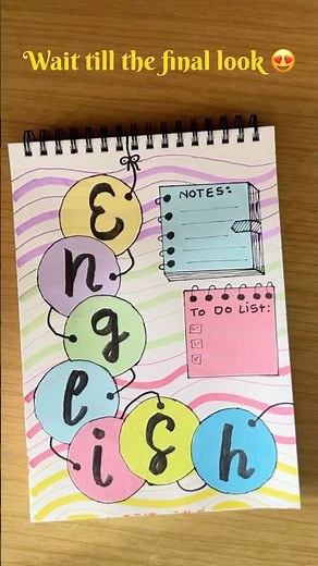 Easy and aesthetic English notebook cover design 🫧🤍🌸💗