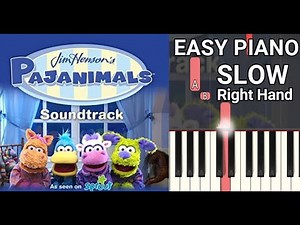 Pajanimals La La Lullaby (SLOW) Right Hand Easy Piano Tutorial