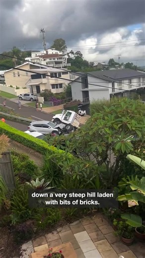 Nine cars destroyed in truck’s hill chaos