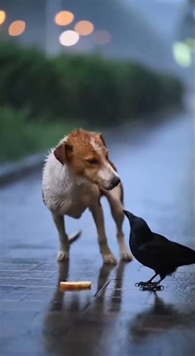 The crow and the hungry dog #shorts