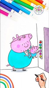 Draw Daddy Pig Easy | Daddy Pig and Baby George Pig Simple Drawing 🌈 🐽 #shorts #peppapig #baby