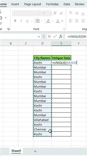 Use UNIQUE function to instantly extract distinct entries — clean data in seconds! ⚡ #exceltips