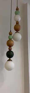 Handmade Beaded Pendant Light – Modern Wooden & Glass Hanging Lamp, Retro Boho Ceiling Lighting - Etsy