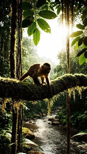 The Moment a Baby Monkey Tries to Jump… but Gets Scared 🥺🌿