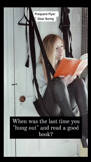Multi Use door swing. Great for hanging out with your favorite book. #doorswing #bookclub #fun #couple #couplecomedy