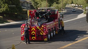 A Los Angeles County Fire engine rolling to a call slammed into a wall, sending two firefighters to a trauma center — all part of an effort to avoid another vehicle in their path. The crash took place at the intersection of Whites Canyon Road and Nadal Street shortly before 1:30 p.m. in the city of Santa Clarita’s Canyon Country community. Apparently, the Saugus-based engine was responding to a brush fire in Agua Dulce when it was heading south of Whites Canyon Road approaching Nadal Street near