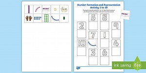 Number Formation, Representation and Recognition Activity 1 to 10