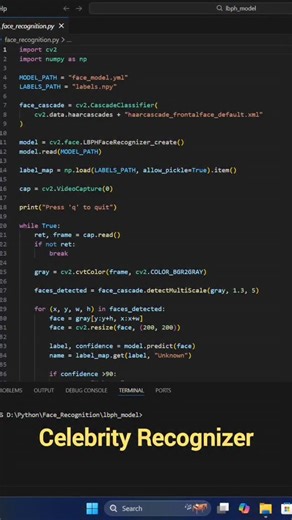 ACME SMART Innovations on Instagram: "Celebrity Recognizer Using Python OpenCV #python #opencv #pythonprojects"