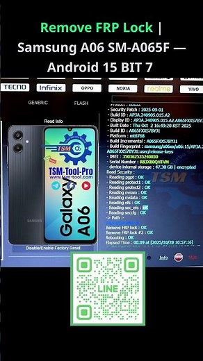 Remove FRP Lock | Samsung A06 SM-A065F — Android 15 BIT 7 | TSM TOOL PRO
