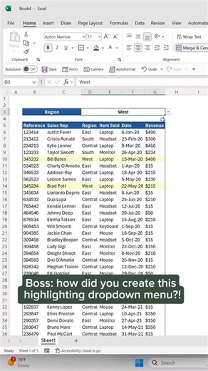 10K views · 59 reactions | How to create a highlighting dropdown menu in Excel.  Comment ‘WIZARD’ and I’ll send you my FREE Excel shortcut guide. #excel #exceltips #exceltricks #spreadsheets #corporate #accounting #finance #workhacks #tutorial #sheets | Excel Dictionary | Facebook