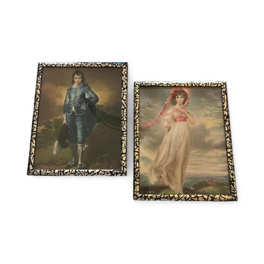 Vintage Mid-century Framed Prints – Blue Boy & Pinkie in Pair of Gold Crackle Frames - Etsy