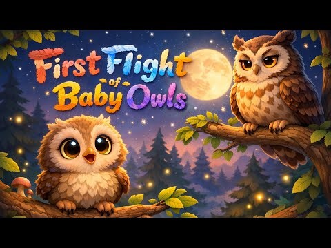 Owl Family at Night 🦉 | Baby Owls Learns to Fly 🌙 | Kids Bird Song