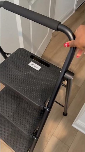 3 Step Ladder, Folding Step Stool with Wide Anti-Slip Pedals, 500lbs Sturdy Steel Ladder with Handra