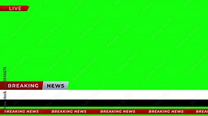 Breaking News - Lower third live breaking news brackground green screen and seamless looping ticker with blank text boxes.
