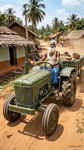 Amazing Bamboo Leaves Tractor by Skilled Craftsman.. 🌿