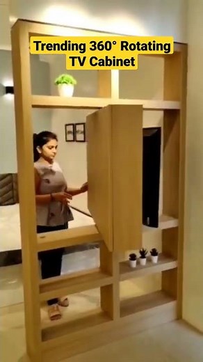 360° Rotating TV Unit Design | 2025 Modern Rotating TV Cabinet Design Ideas #rotatingtvunit #shorts
