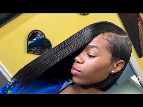 Side part bob quick weave.
