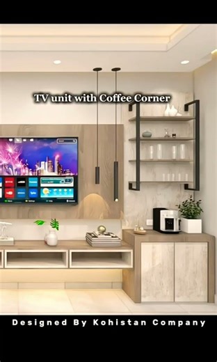 ✨🌹 A modern,minimalist design TV wall unit with Coffee corner✨Neutral colors create a calm,elegant✨🌹