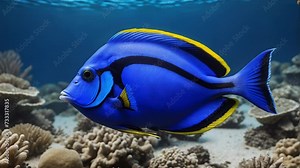 Blue tang fish fish in aquarium