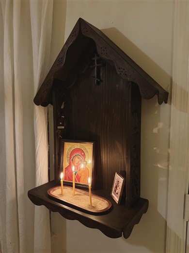 Handmade Wooden Orthodox Icon Corner Shelf/shrine - Etsy