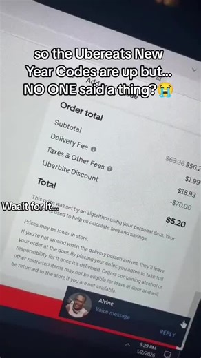 Newest uber eats promo codes for January 2026 !! 1️⃣35% Off — HONGERSHOW30 Supposed to give around 35% off orders over $15. Mixed results, but definitely worth trying. 2️⃣$25-$200 Credit — once per account (my fav ⭐️) You can grab that one through my page: uberbites.store. Details are in my pinned video. 3️⃣$10 Off — SEASONS10 Gives $10 off Four Seasons orders over $25. A solid little discount if it applies to your account. 4️⃣15% Off — NYEATS6j1ki Heard this one takes about $15 off your order. 