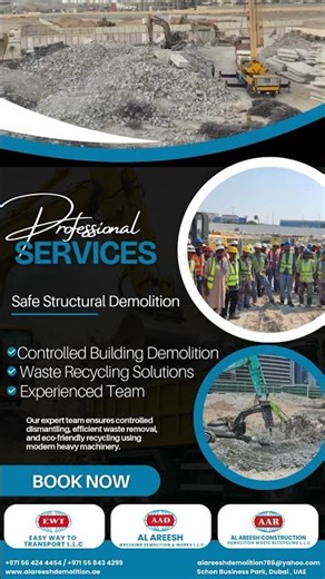 Al Areesh Wrecking & Demolition Works provides safe structural demolition and controlled building