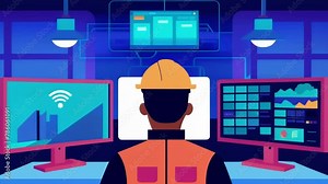 A closeup of a security guard monitoring multiple screens displaying live footage from Genabled surveillance cameras ensuring the safety and